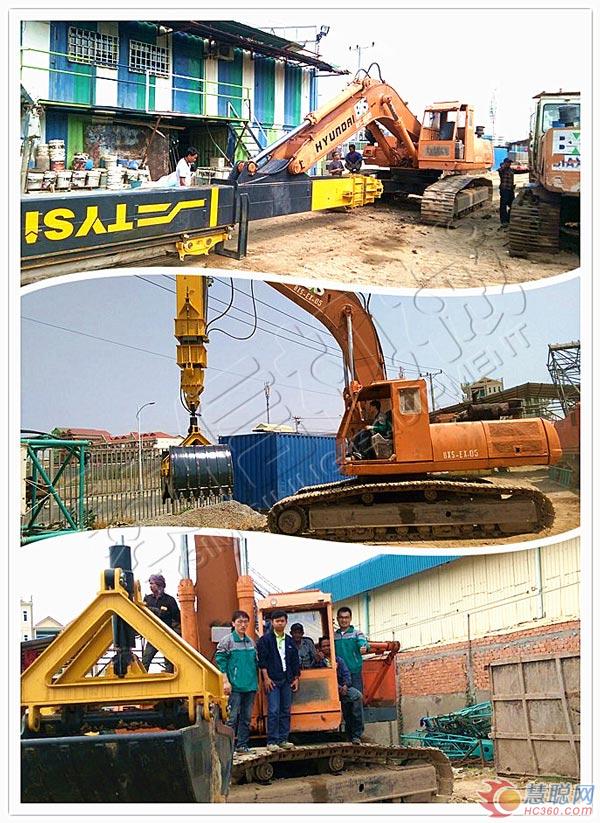 挖機(jī)改伸縮臂KM260 泰信機(jī)械柬埔寨大顯身手